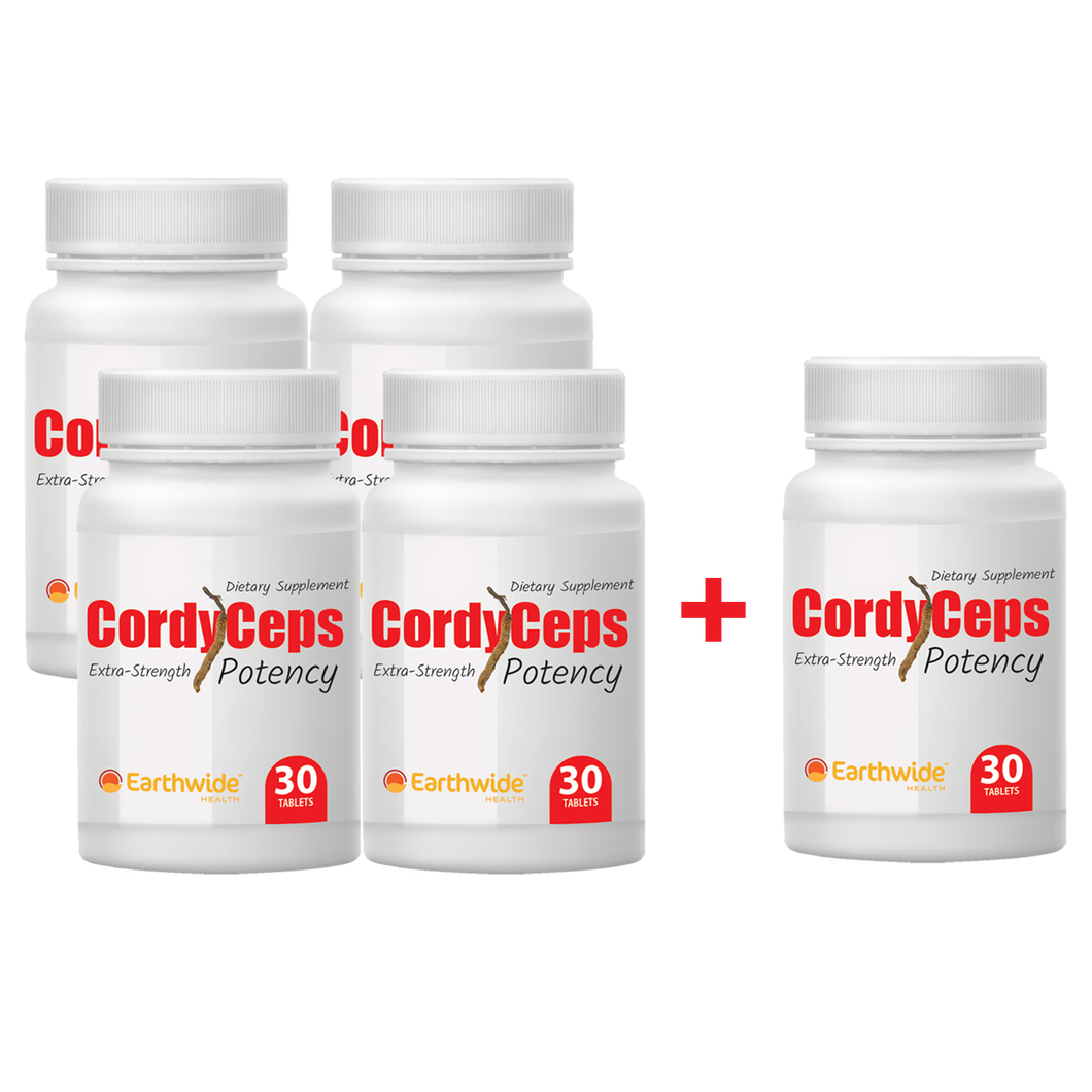 Cordyceps Potency - Restoration Course - 4 bottles of 30 tablets + 1 FREE bottle!